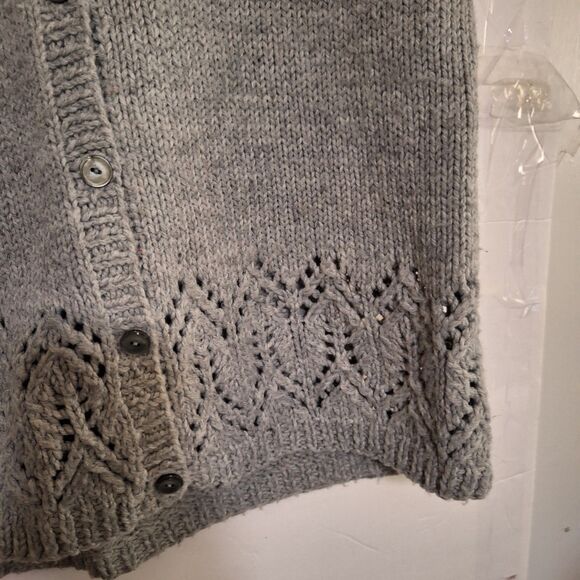 Handmade Pointelle Knit Sweater Vest Grandma Core Academia Preppy Cardigan L - Picture 3 of 7